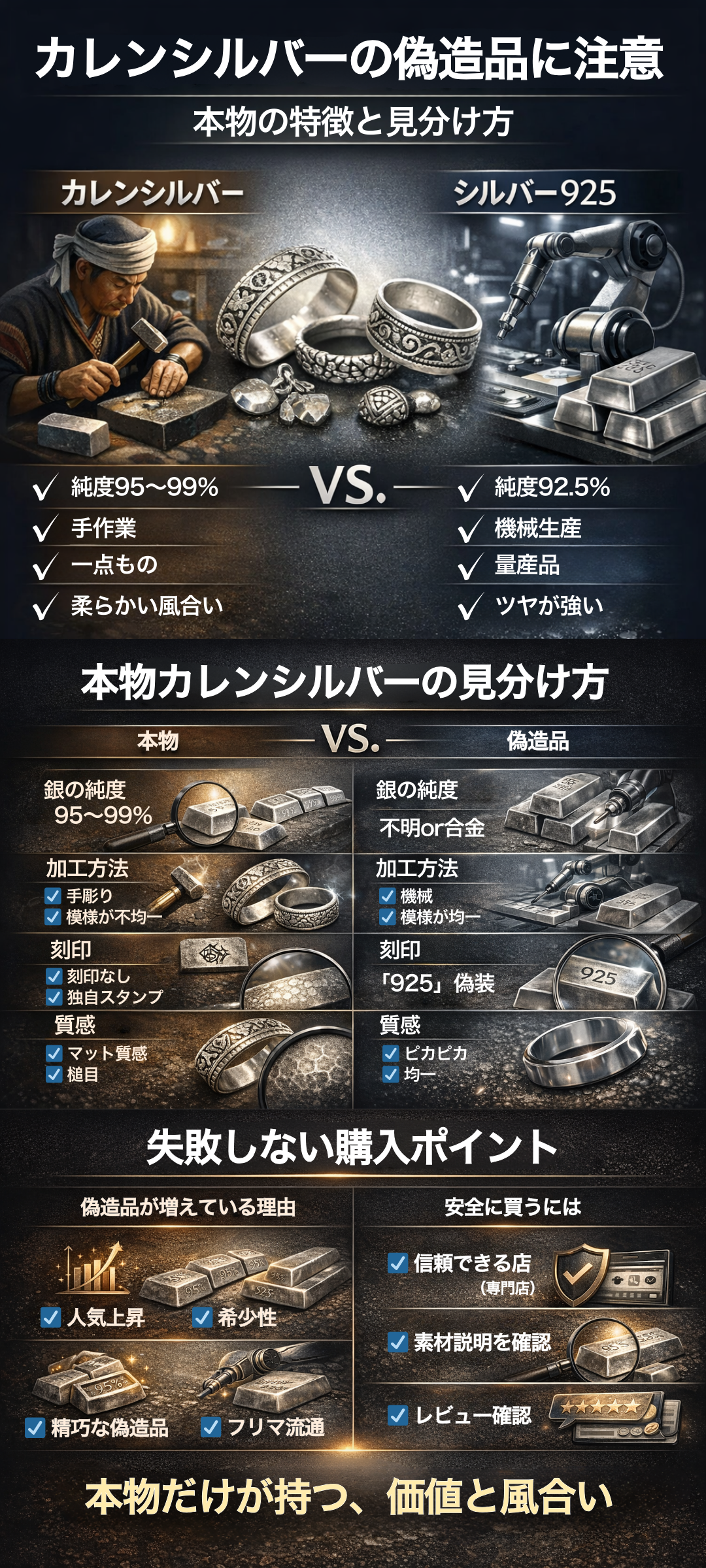 カレンシルバーの偽物に要注意！シルバー925との違いと本物との見分け方を解説