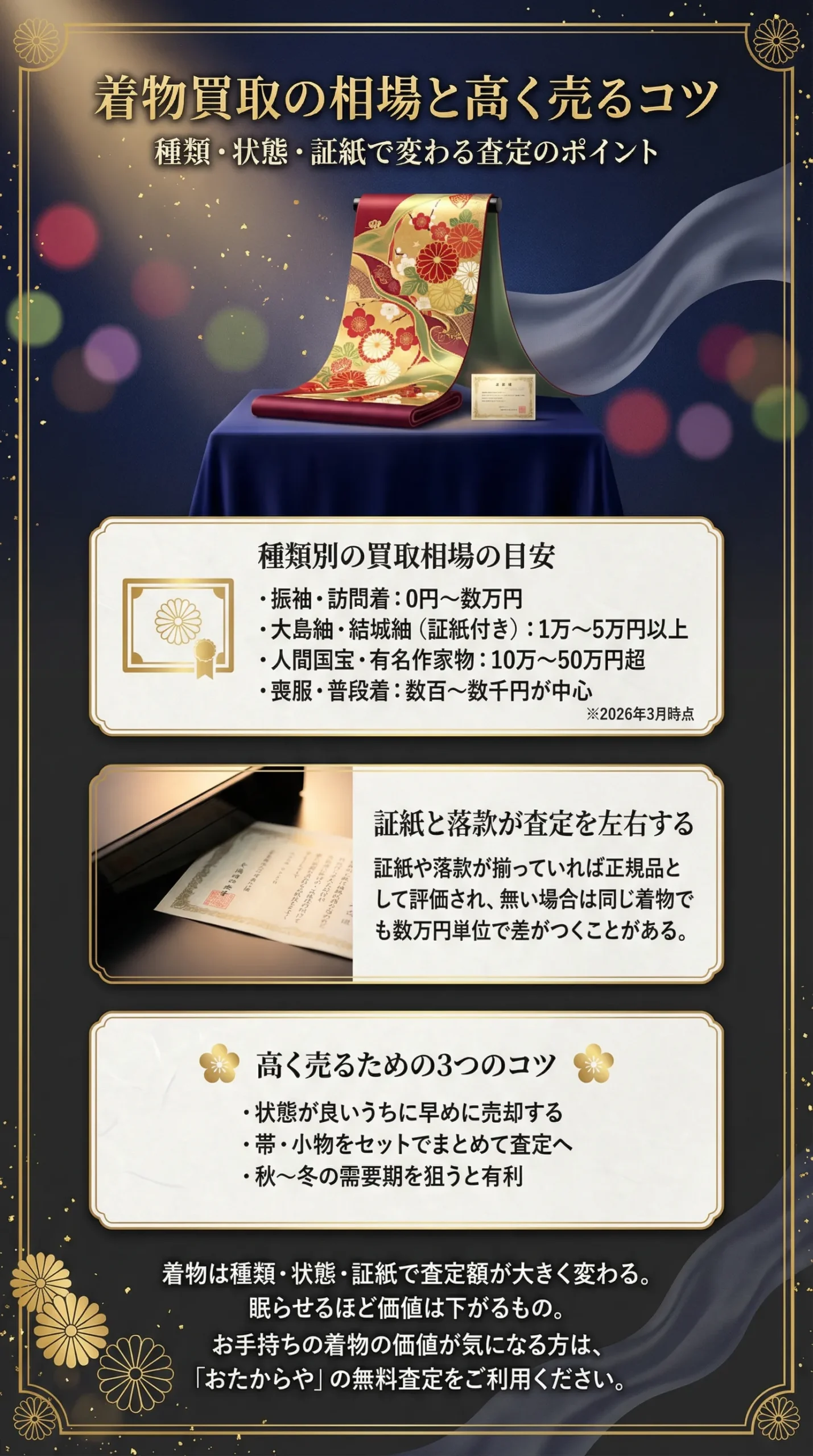 着物買取の最新相場は？喪服など種類別の価格と高く売るコツを解説