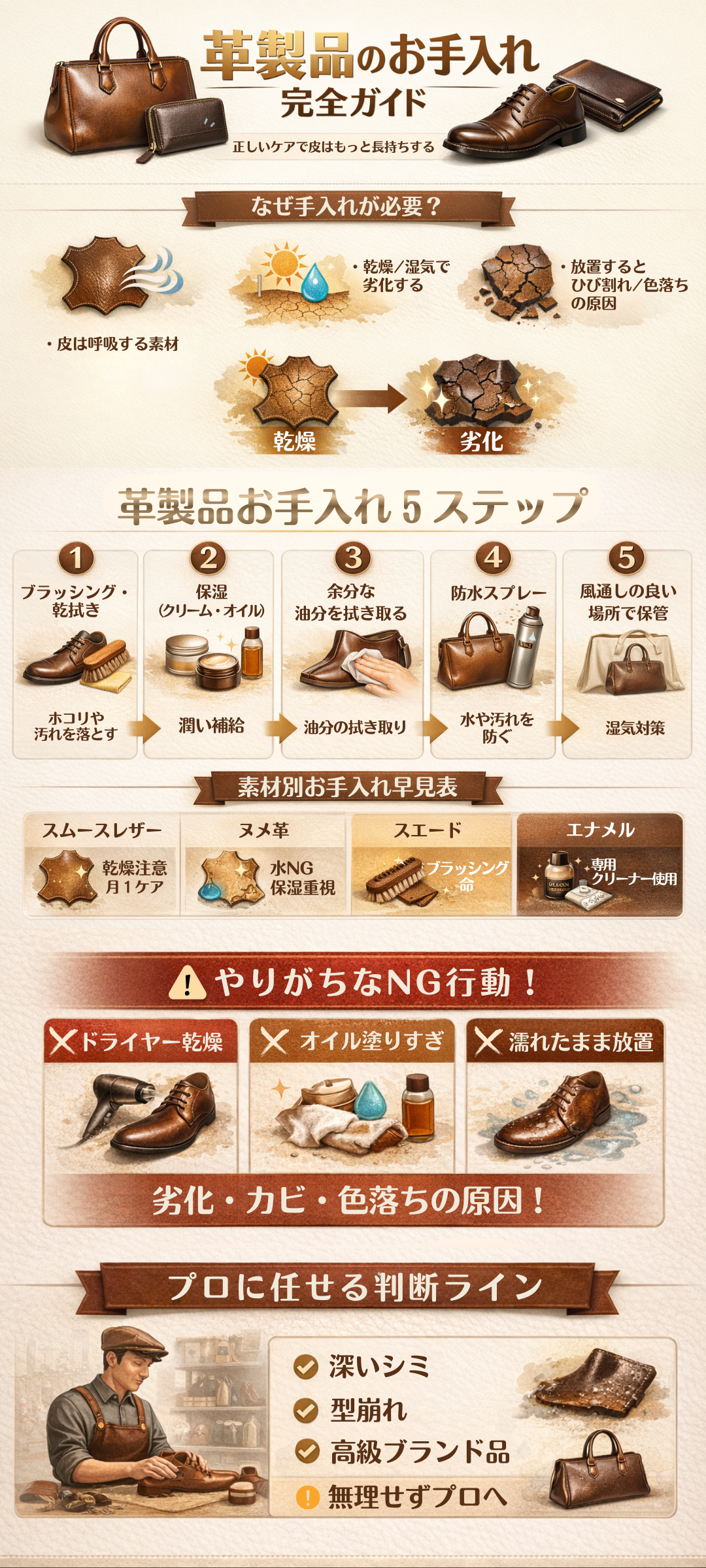 革製品の手入れ完全ガイド｜おすすめグッズと頻度・NG例まで解説