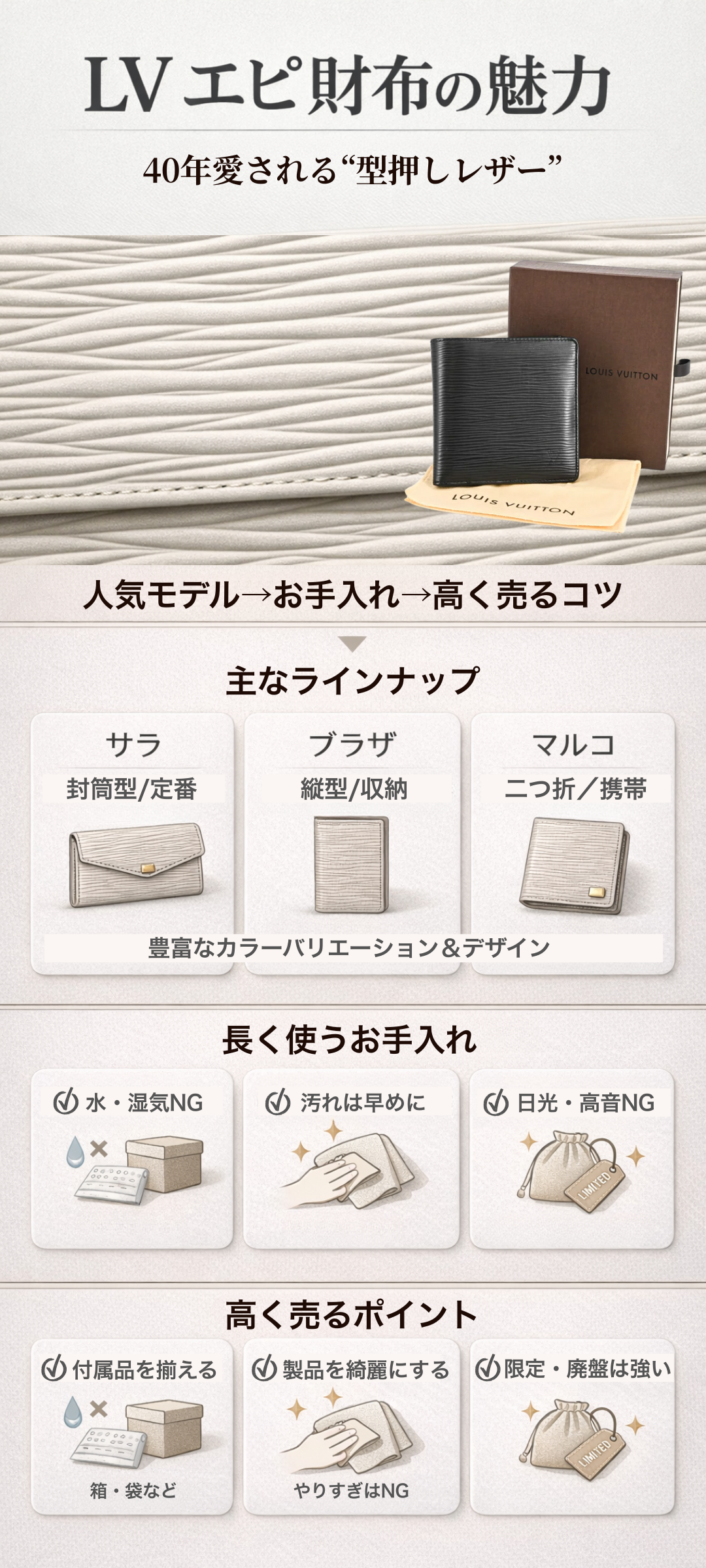 ルイヴィトンの「エピ」財布の魅力とは？素材の特徴や買取時のポイントをご紹介