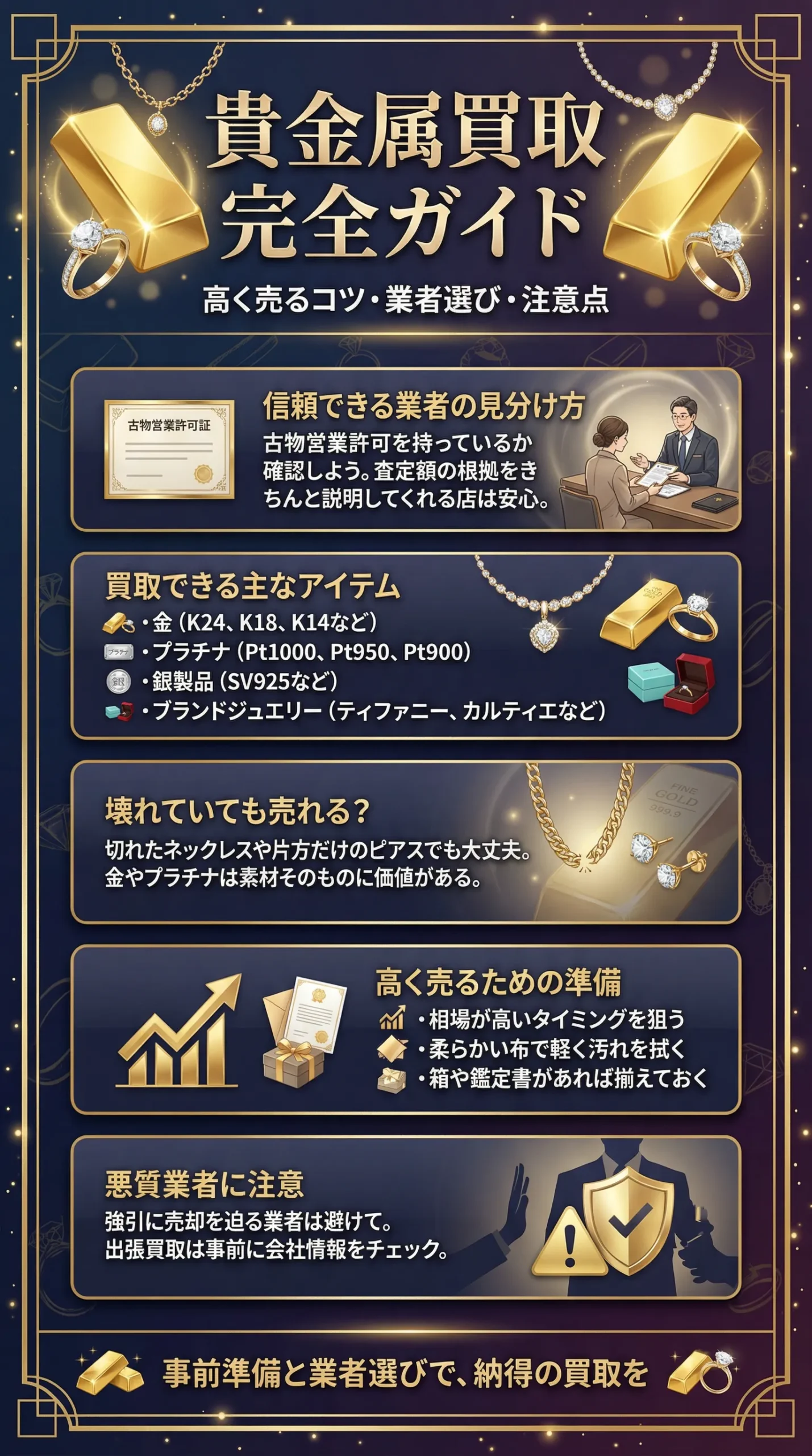 貴金属買取おすすめ完全ガイド！高く売るコツ・業者選び・注意点