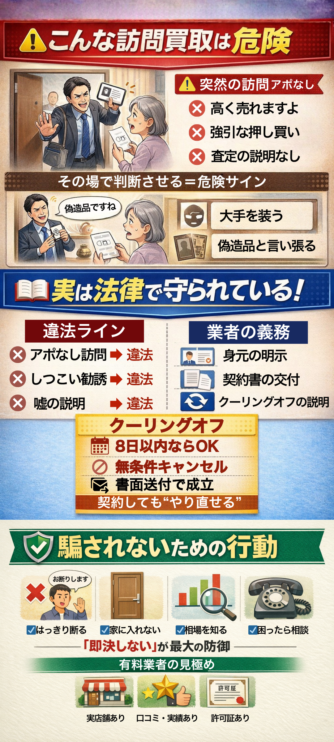 貴金属買取の訪問は怪しい？詐欺やトラブル例・クーリングオフ対応を解説