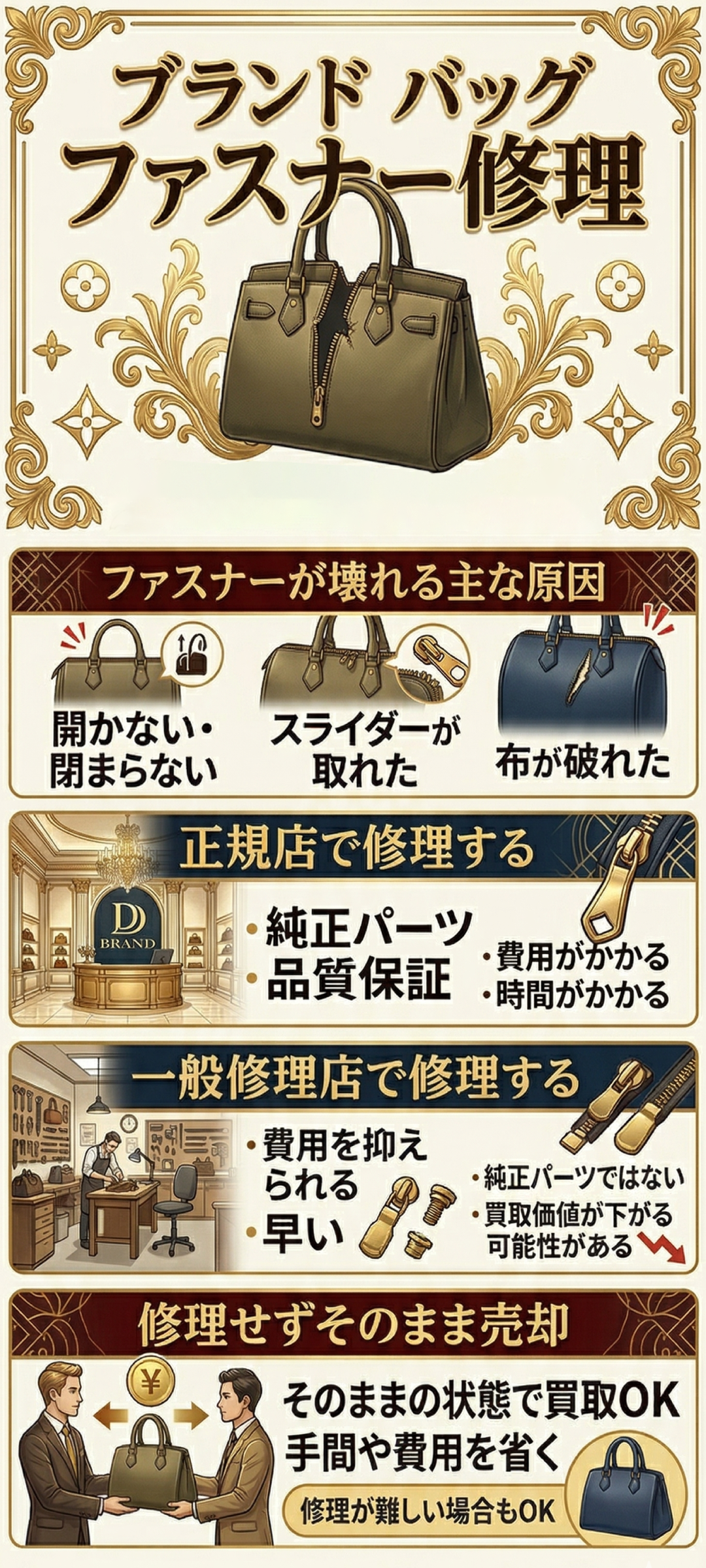 鞄のファスナー修理は自分でできる？安く修理するおすすめの方法も紹介