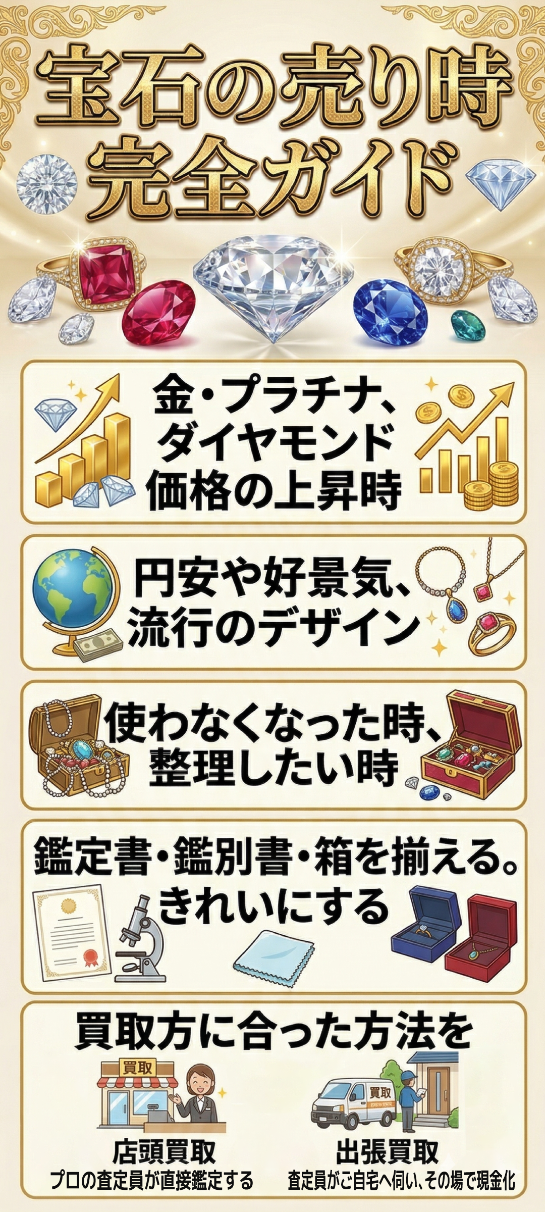 宝石の売り時はいつ？初めてでも後悔しない高く売るコツもご紹介