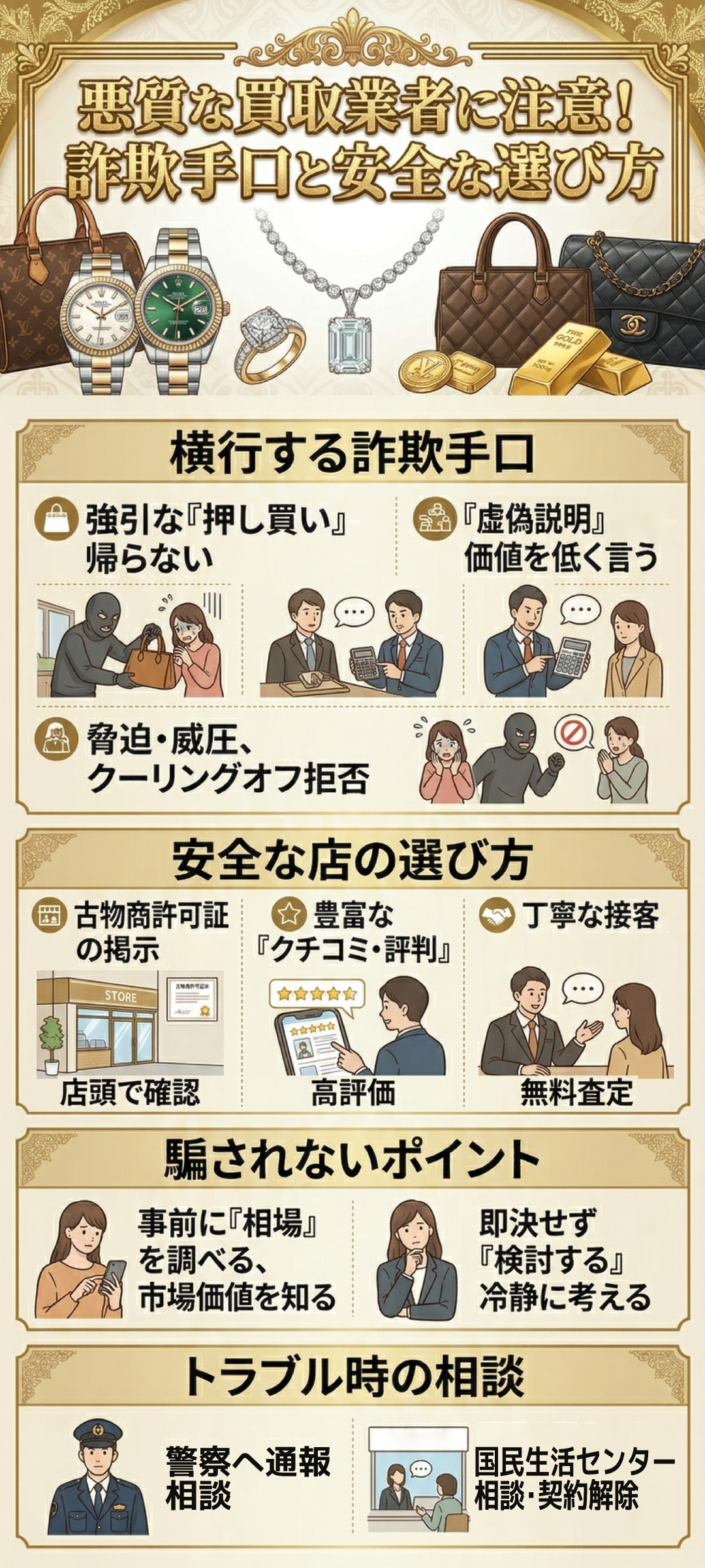 買取業者の詐欺手口とは？怪しい訪問買取の見分け方や注意点を解説