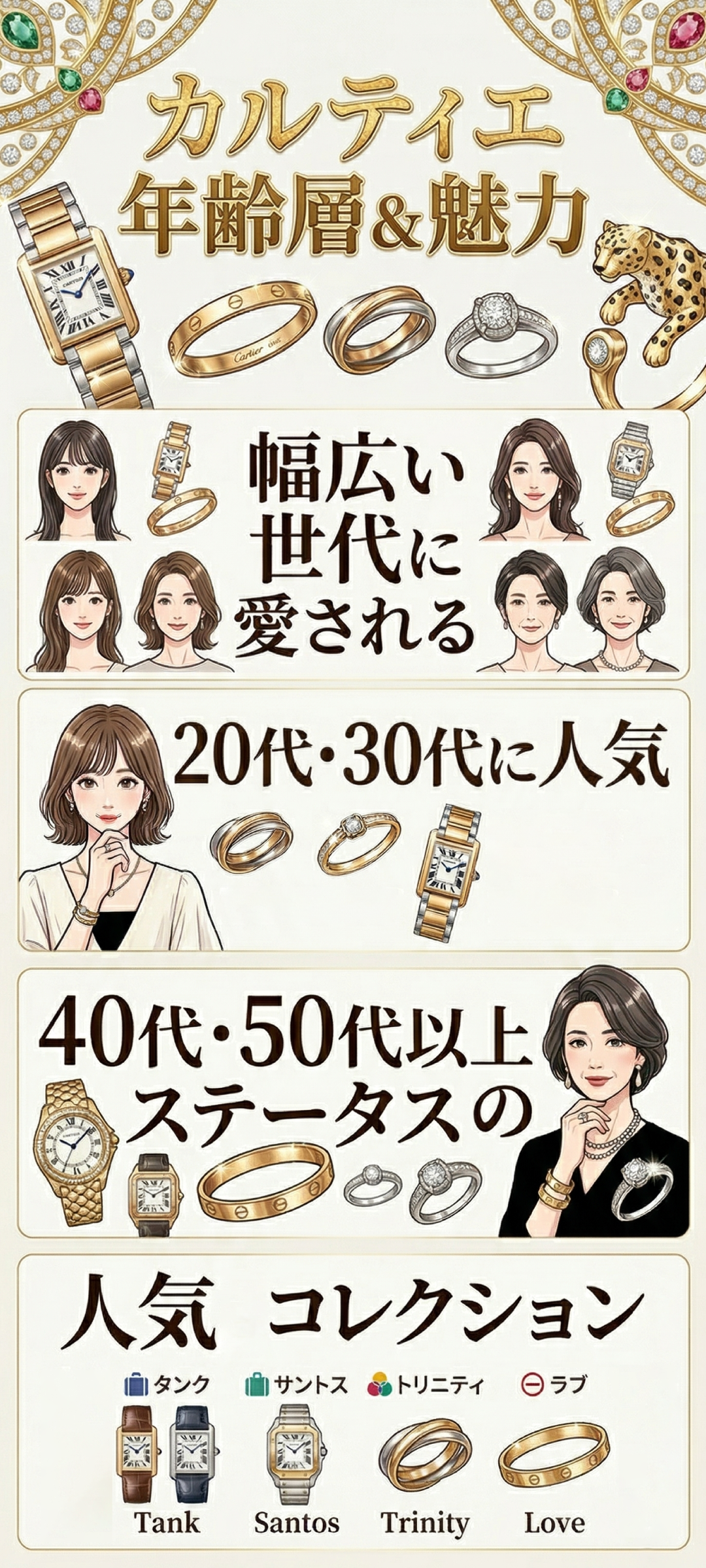 カルティエの年齢層は？幅広い年代に愛される理由と年代別おすすめアイテムを解説
