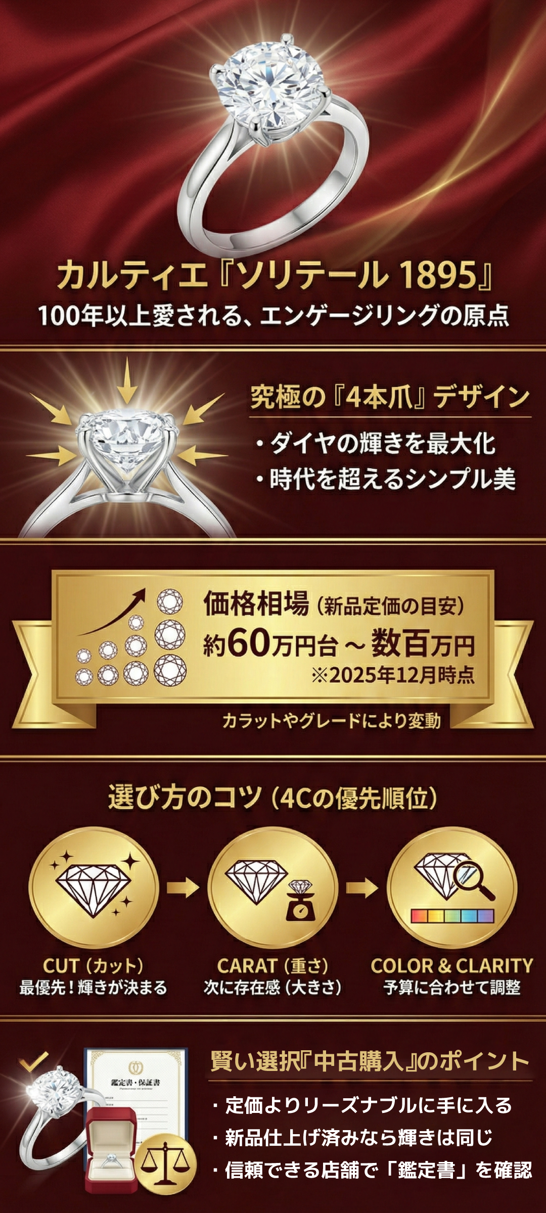 カルティエの婚約指輪「ソリテール1895」の値段は？相場と予算別の選び方を解説