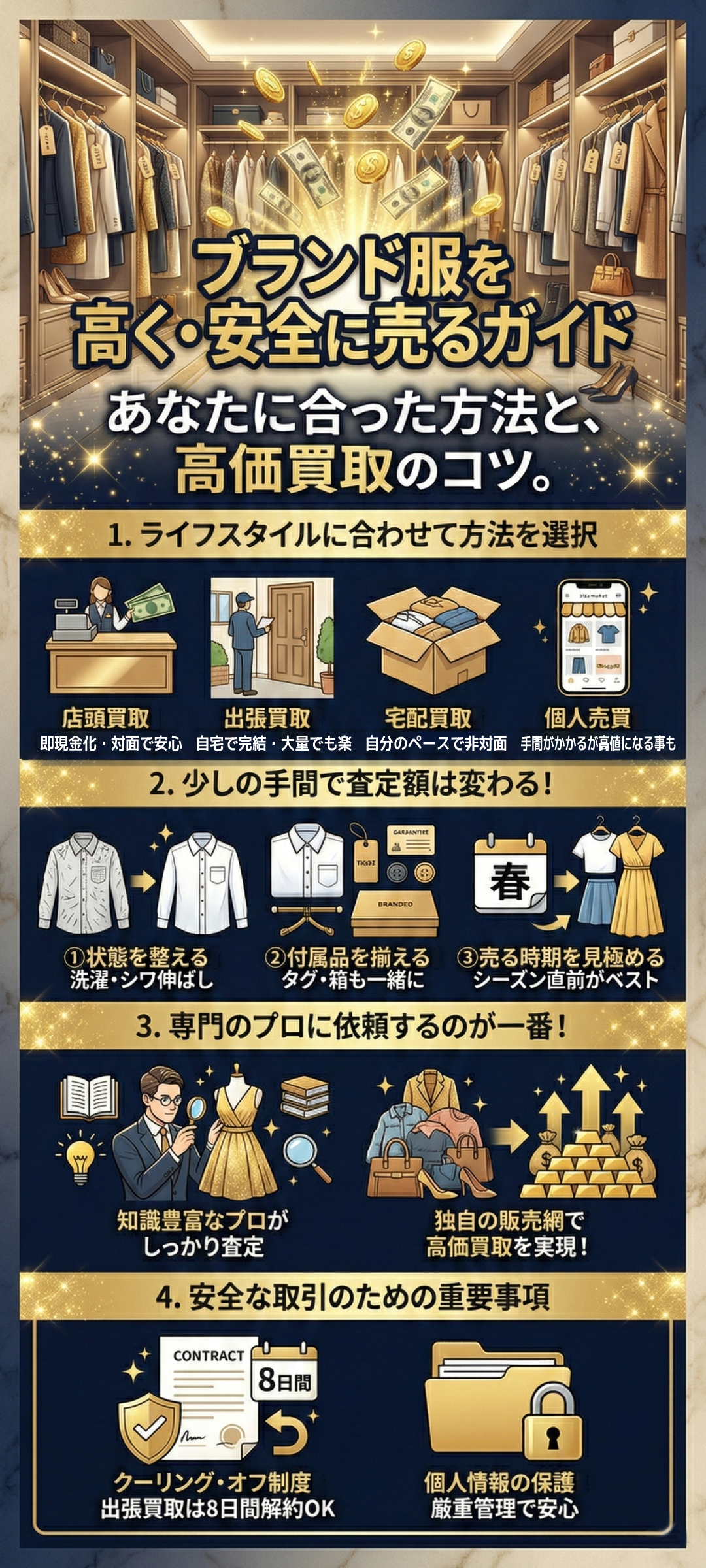 服を売るならどこがいいの？買取先の選び方や高価買取のポイントをご紹介