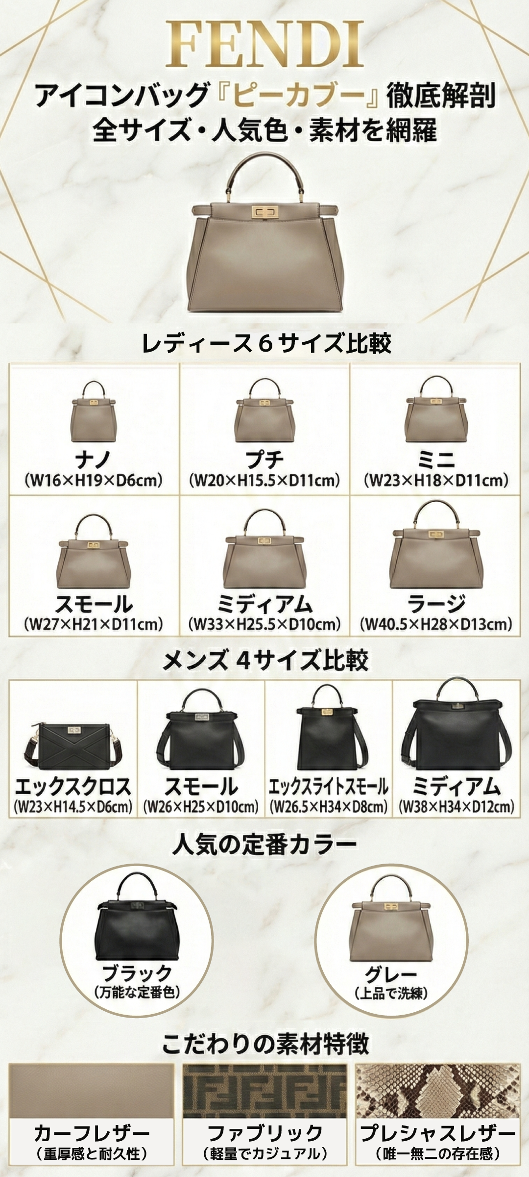 フェンディ ピーカブーの全サイズ&定価まとめ｜人気色やメンズモデルもご紹介