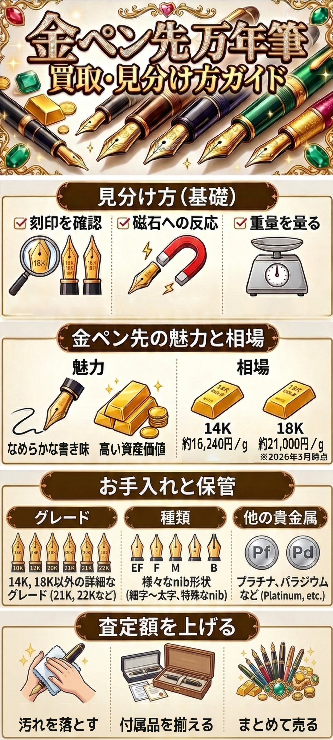 万年筆のペン先が金製なら売れるの？気になる買取相場と高く売るコツとは
