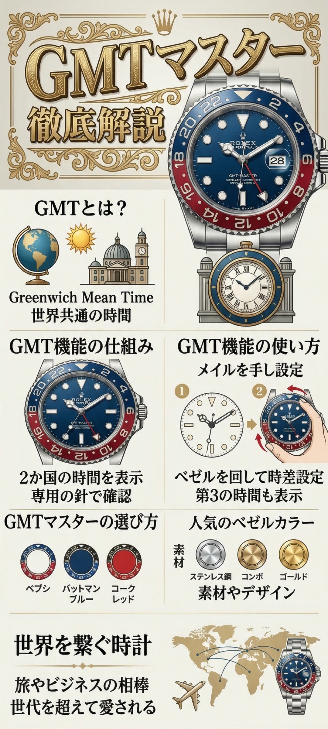GMTとは？時計初心者にもわかるGMT機能の基本・メリット・選び方もご紹介