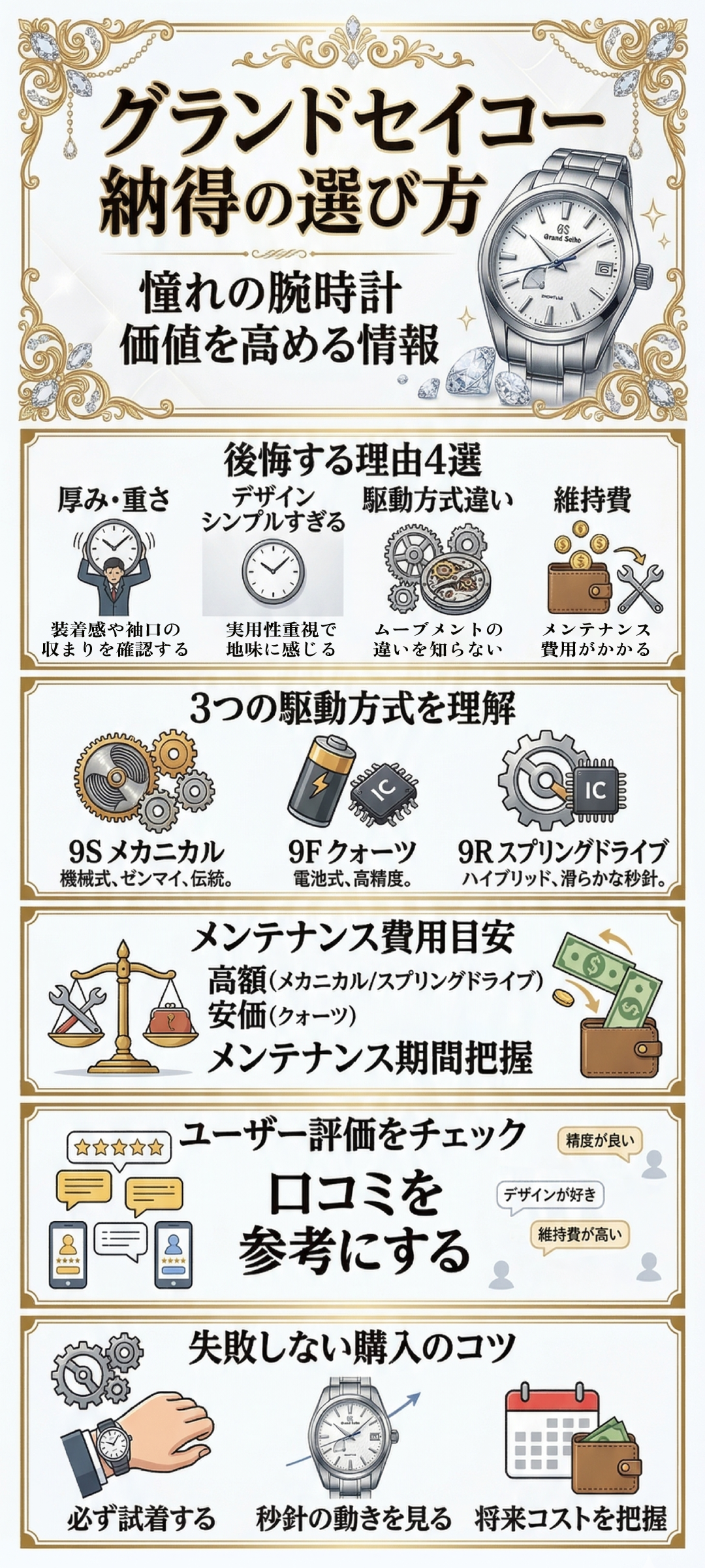 グランドセイコーは買って後悔する？後悔しないための選び方とモデルの特徴を解説