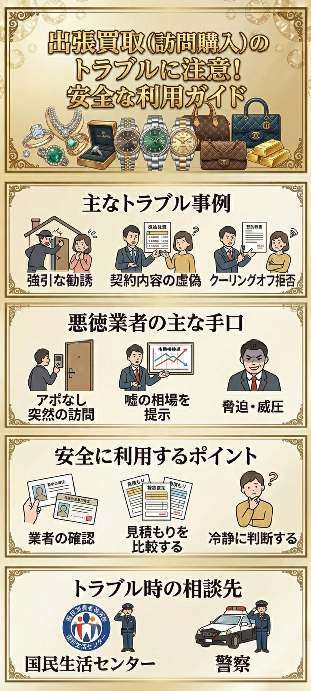 出張買取の危険性とは？よくあるトラブル事例と安全な利用のためのポイント