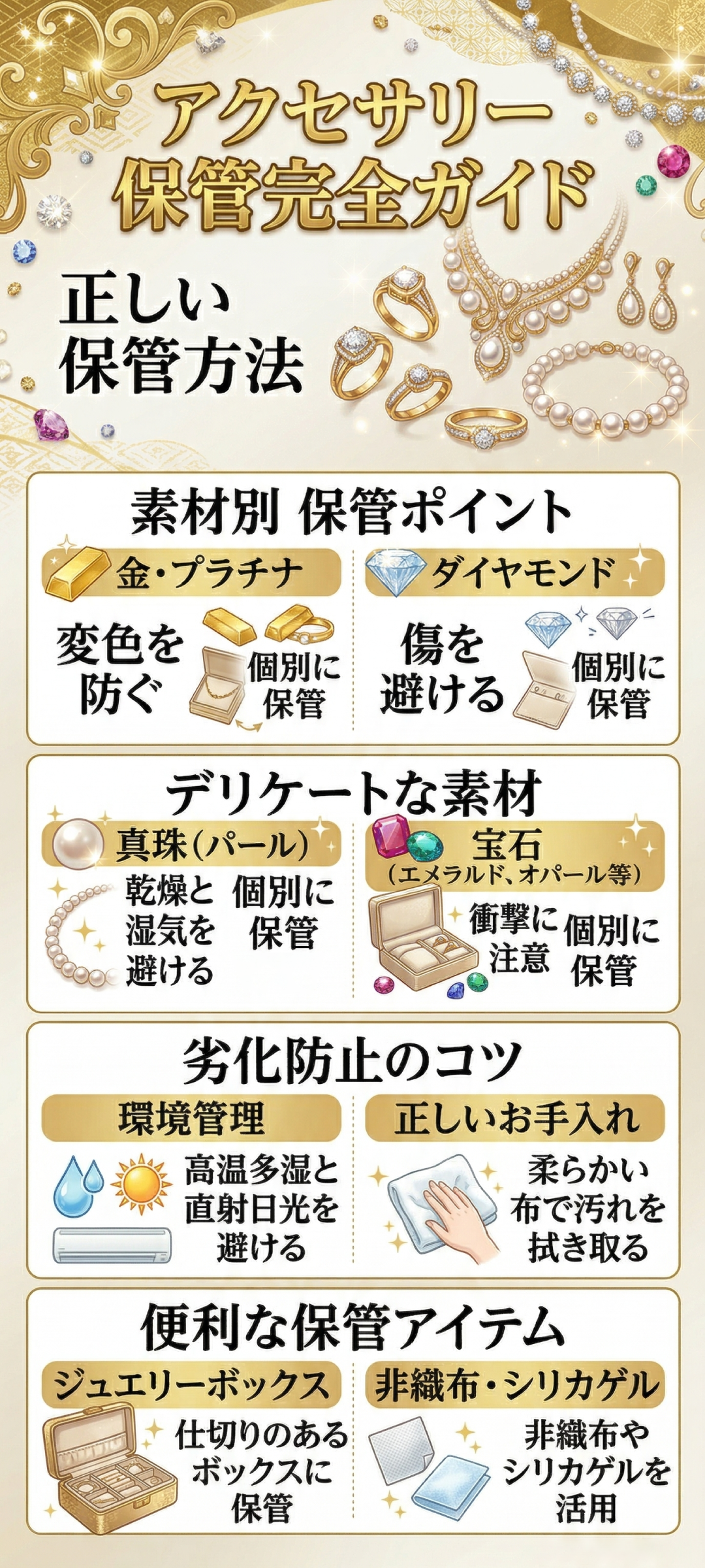 アクセサリーの正しい保管方法とは？素材別収納術と劣化防止のコツをご紹介