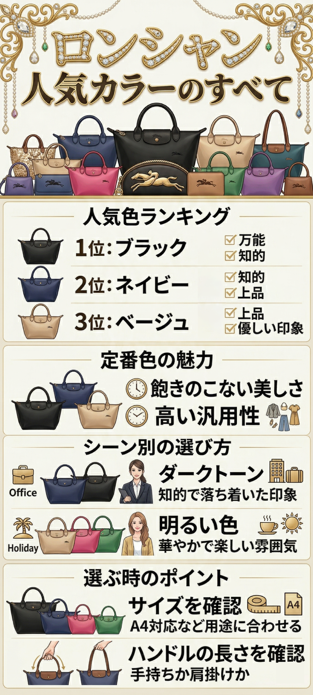 ロンシャンの人気色をランキングでご紹介！定番カラーと選び方のポイントも解説