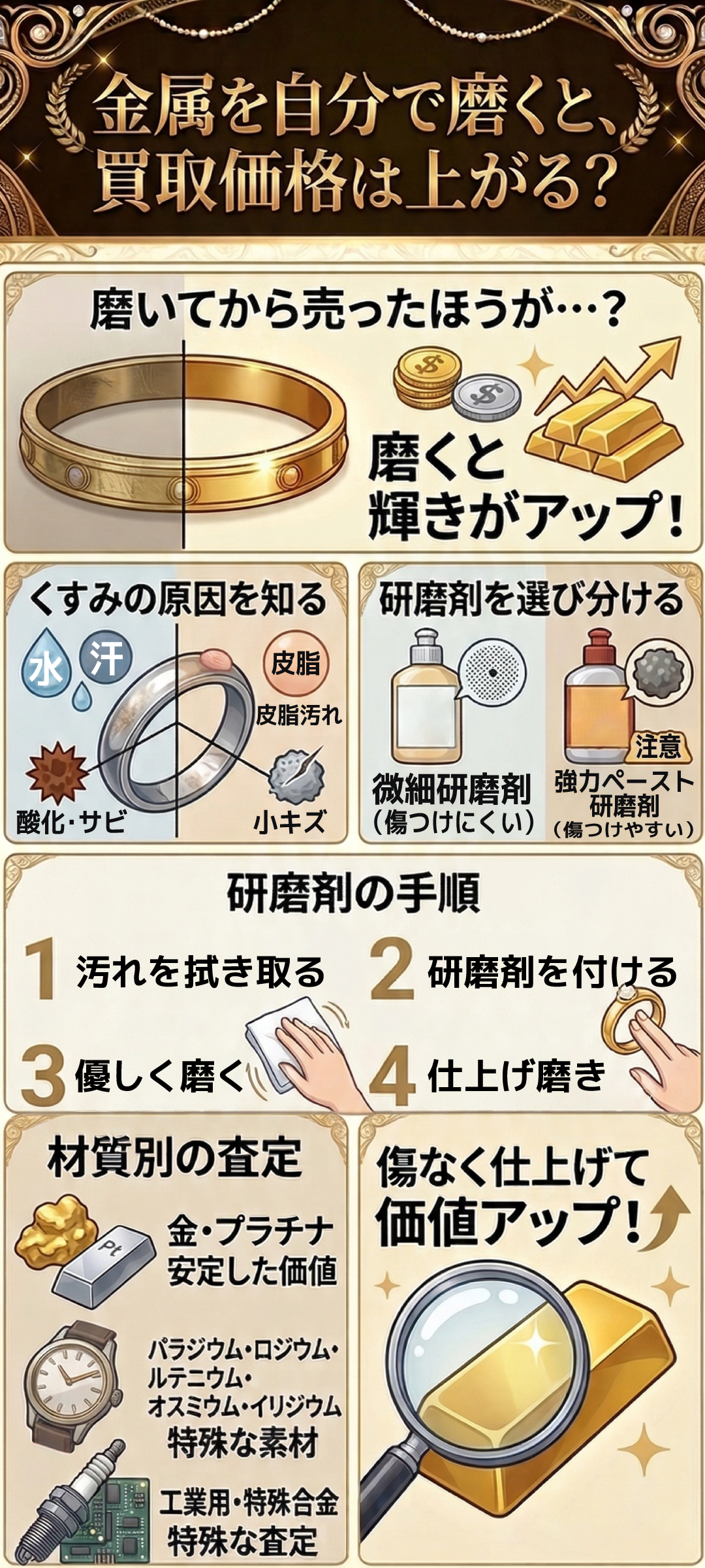 金属磨きのポイントやコツとは？錆びる原因や使う商品、買取価格への影響まで徹底解説