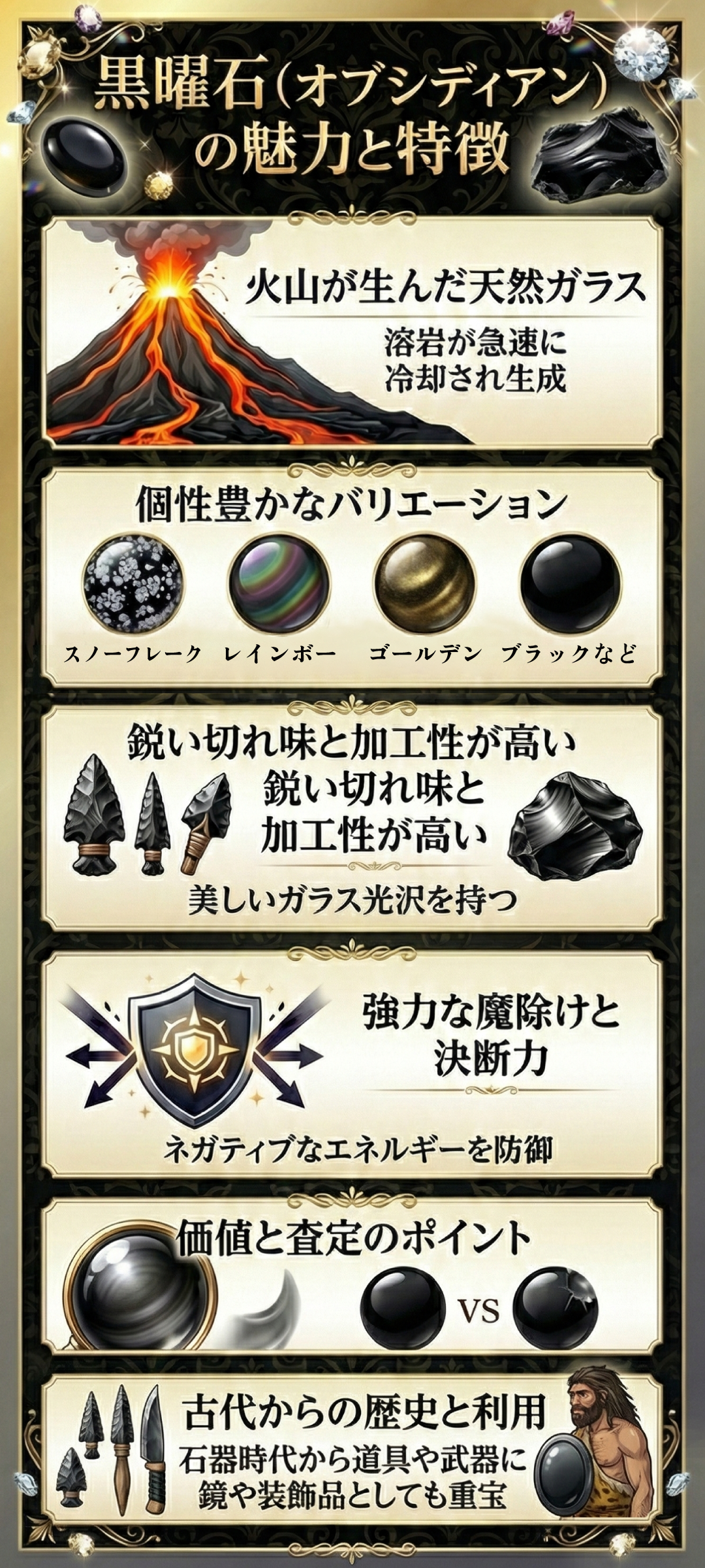 オブシディアン（黒曜石）の効果とは？種類による違いや、なぜすごいと言われるのかについて解説