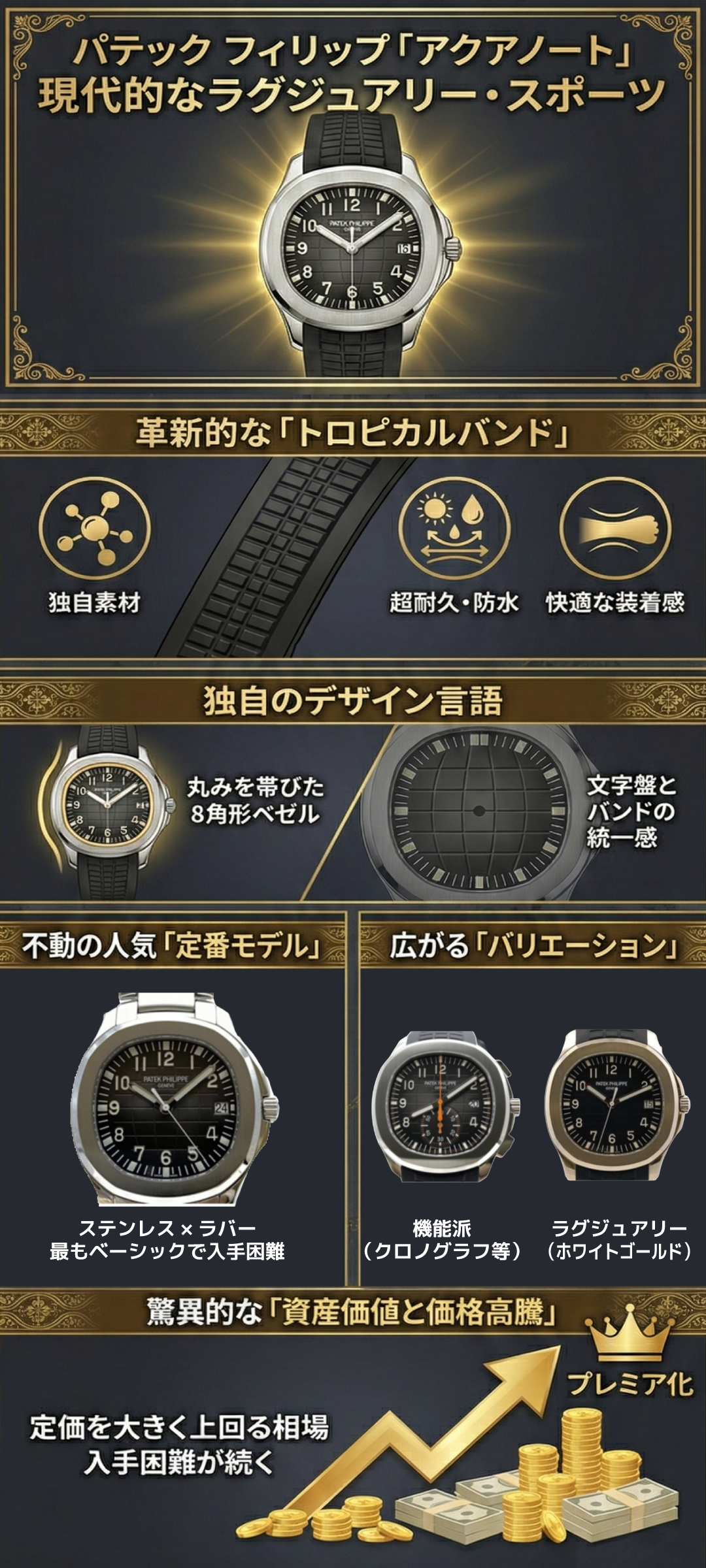 パテックフィリップアクアノートの魅力を解説！定価・人気モデル・中古相場まで幅広く紹介