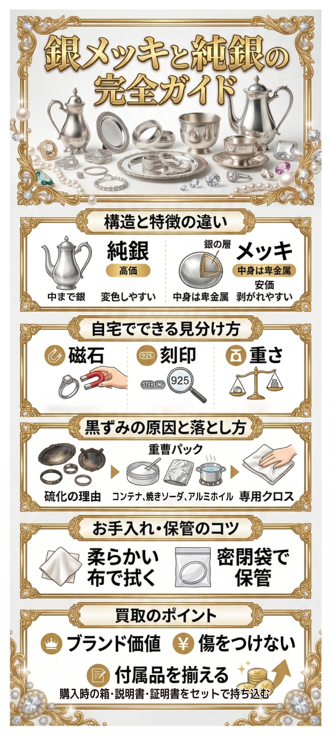 銀メッキと本物の銀との違いとは？見分け方・お手入れ方法や買取のポイントまで徹底解説