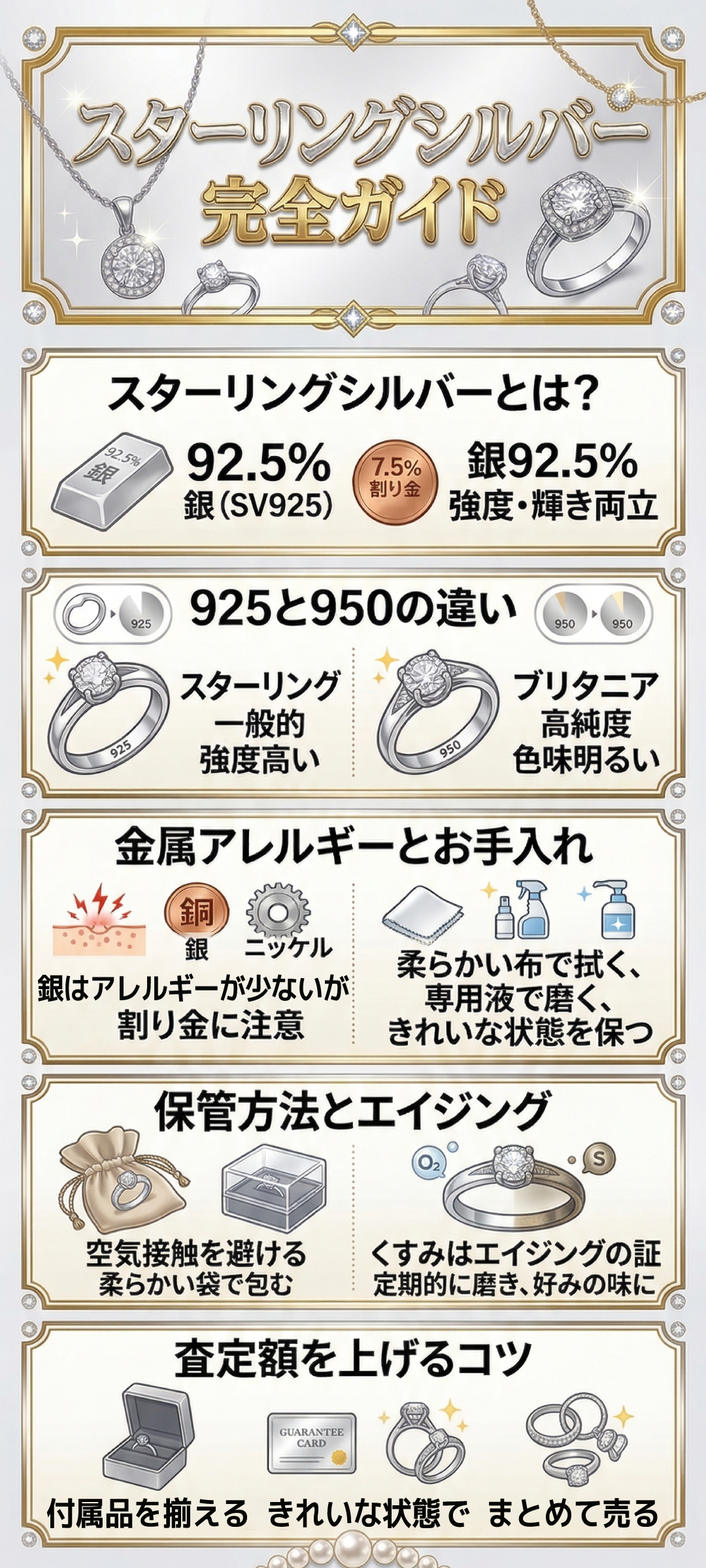 スターリングシルバーとは？925や950との違いや意味・金属アレルギーも解説