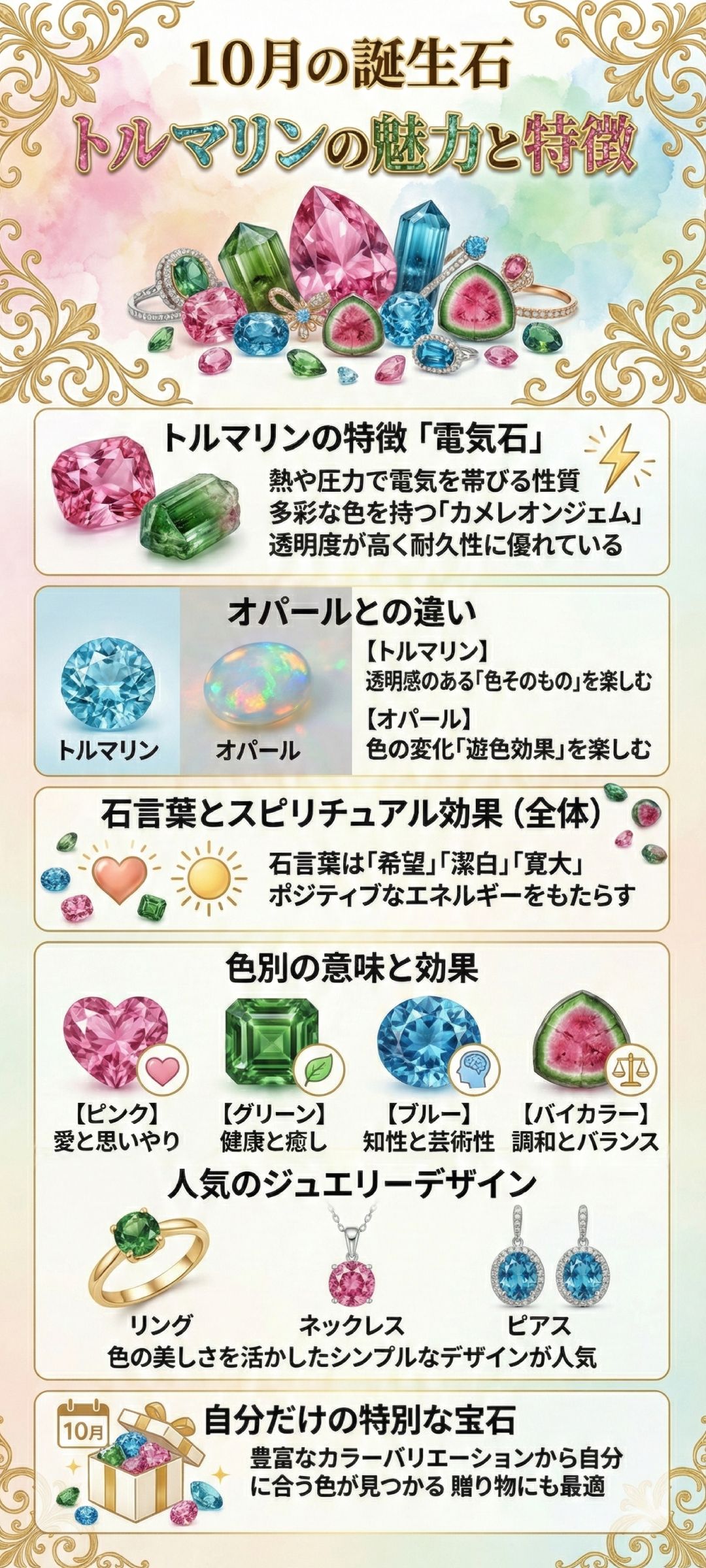 10月の誕生石トルマリンとは？石言葉・オパールとの違い・選び方を徹底解説