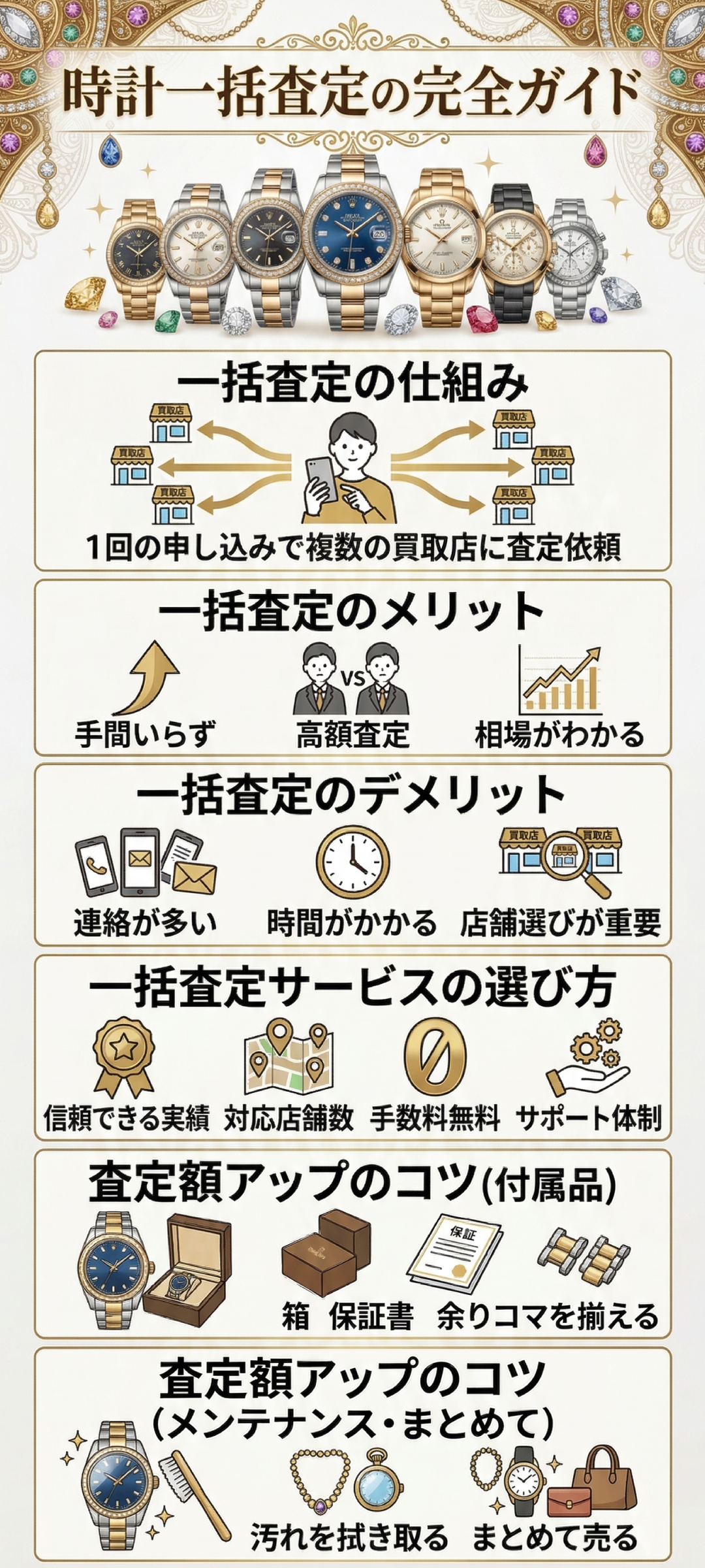 時計の一括査定とは？メリット・デメリットから高く売るコツまで徹底解説