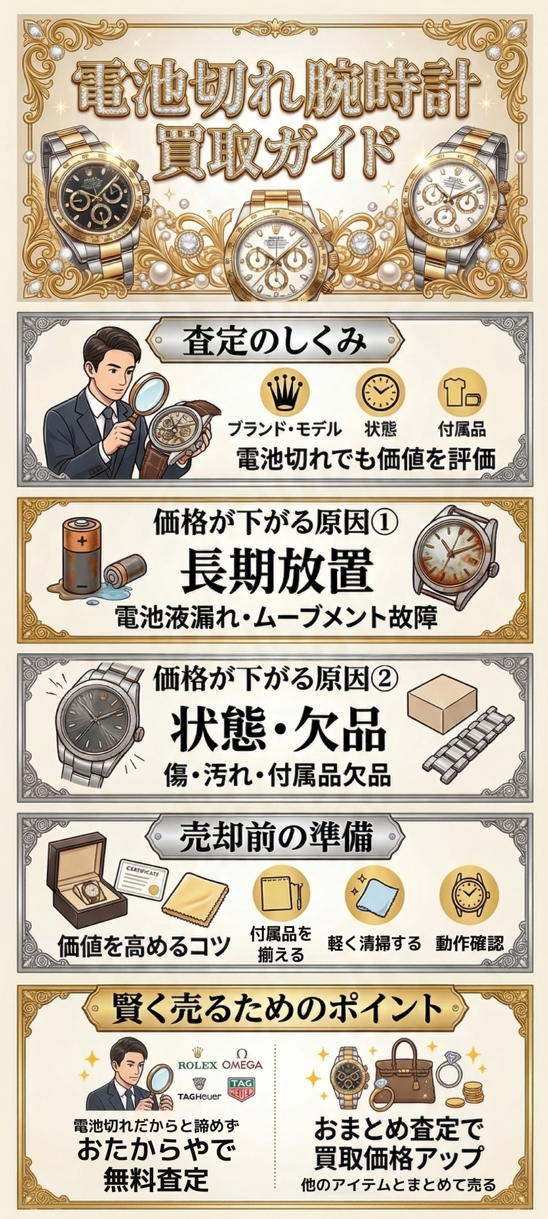 電池切れでも時計の買取は可能？不安を解消するポイントと高く売るコツをご紹介
