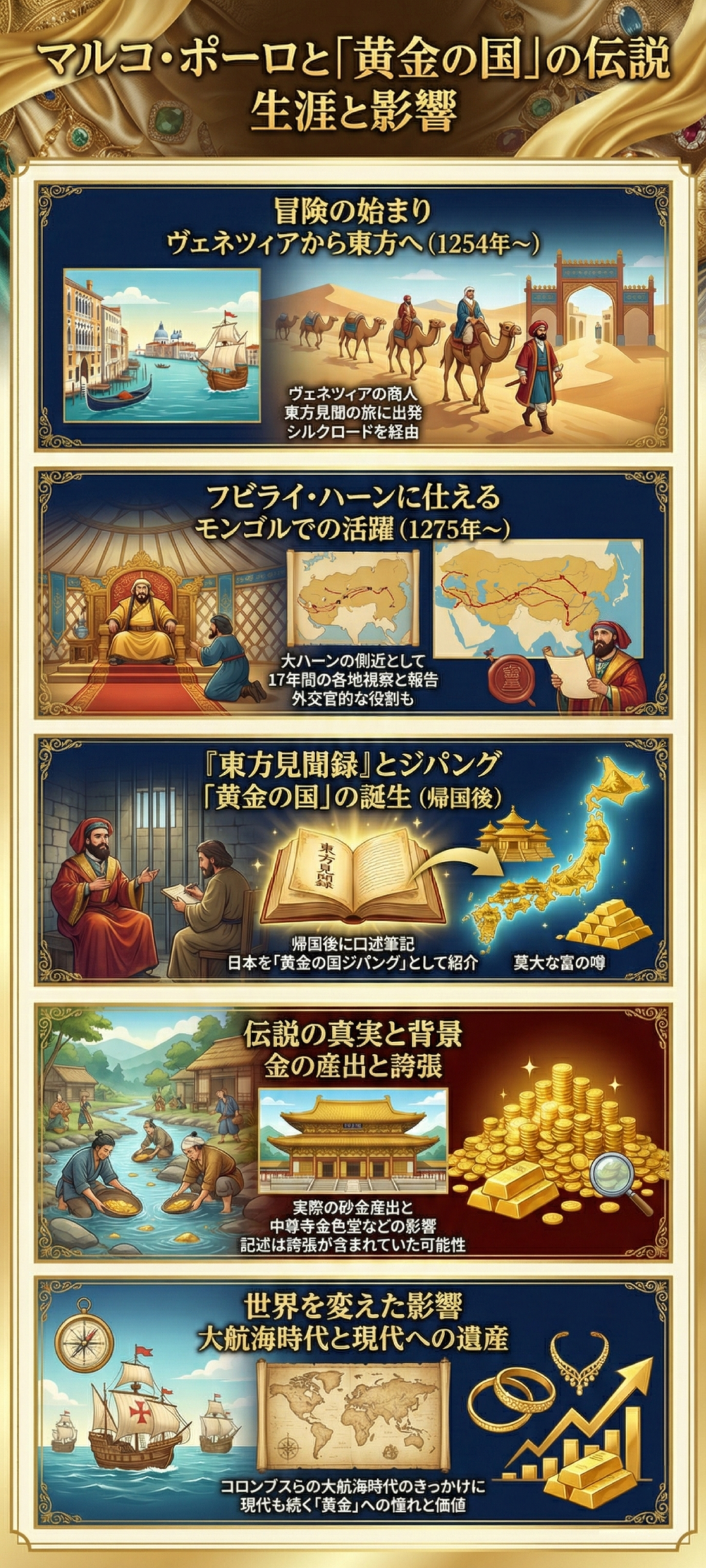 マルコ・ポーロは何をした人か時代別で簡単に解説！日本を「黄金の国」と評した背景や東方見聞録はいつ？