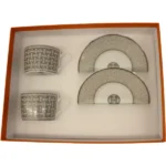 エルメス Hermes モザイク ヴァンキャトル プラチナ カップ＆ソーサ―