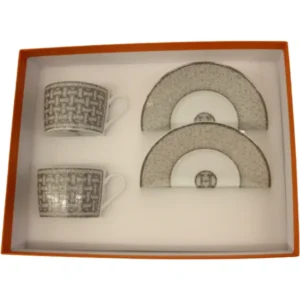 エルメス Hermes モザイク ヴァンキャトル プラチナ カップ＆ソーサ―