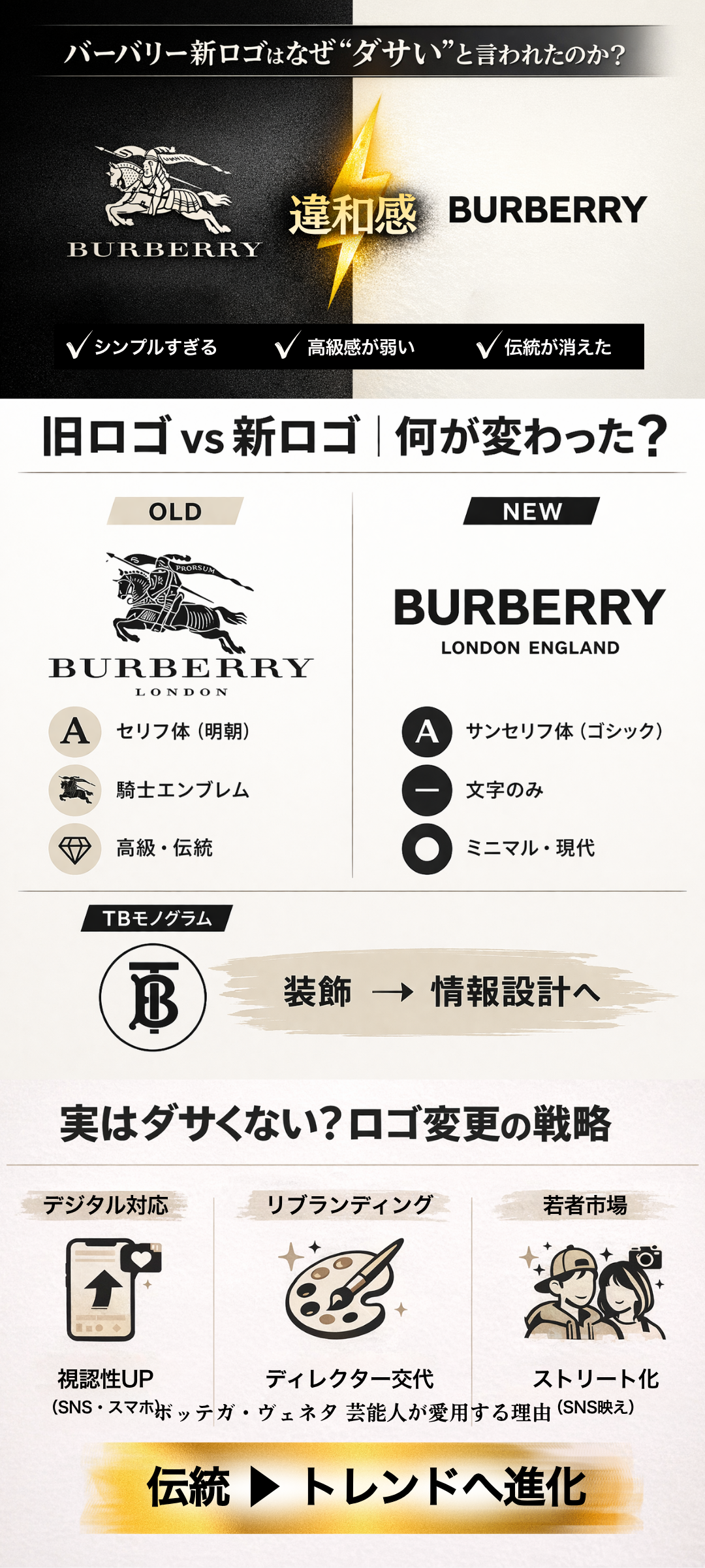 バーバリー新ロゴがダサいと話題？その理由や変更の背景・旧ロゴとの違いも解説