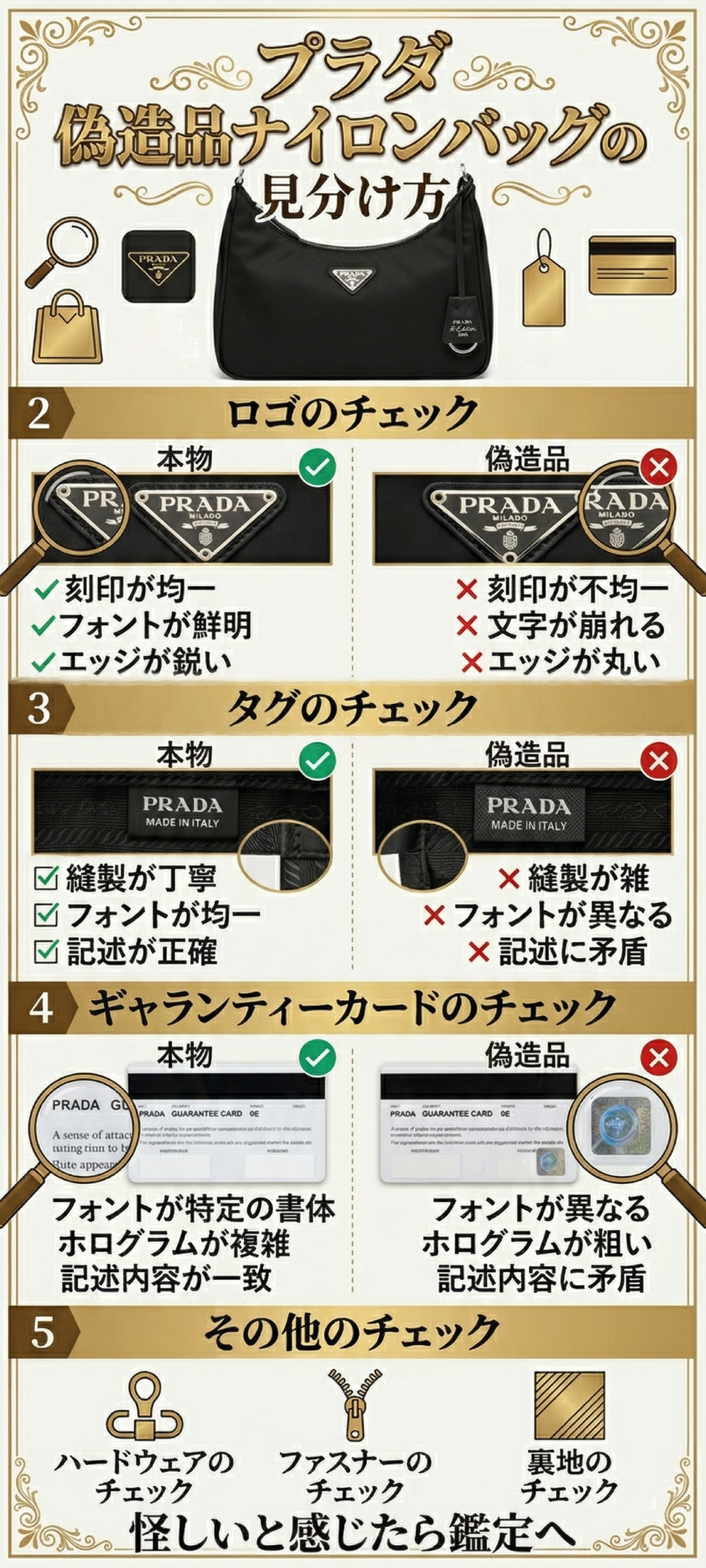 プラダの偽物の見分け方は?ナイロンバッグのロゴや白タグから本物を見抜く方法