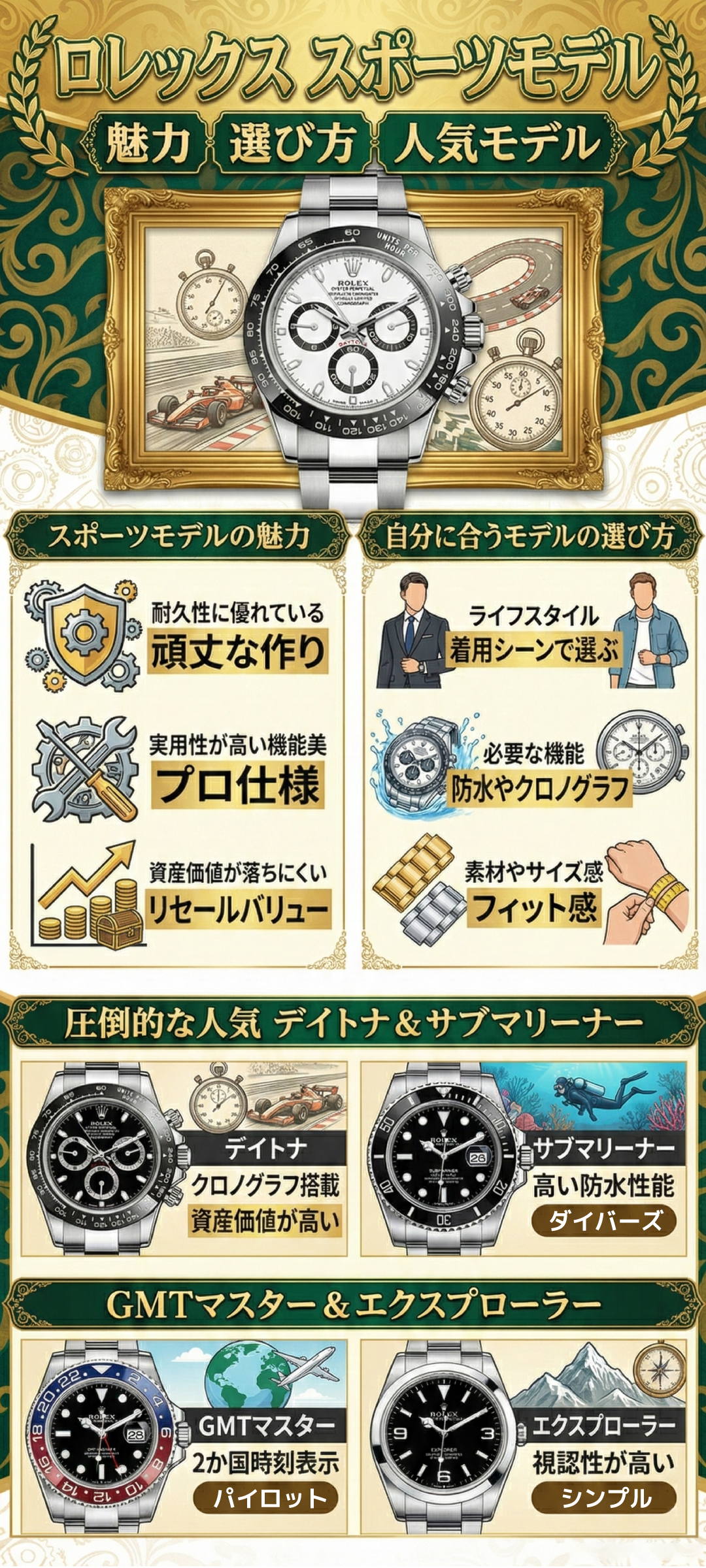 ロレックス スポーツモデルの魅力とは？人気モデル一覧と選び方のポイントを徹底解説！愛好家・長谷部誠選手着用モデルも紹介