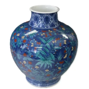 人間国宝 十三代今泉今右衛門 色鍋島草花文花瓶  伊万里 有田鍋島焼