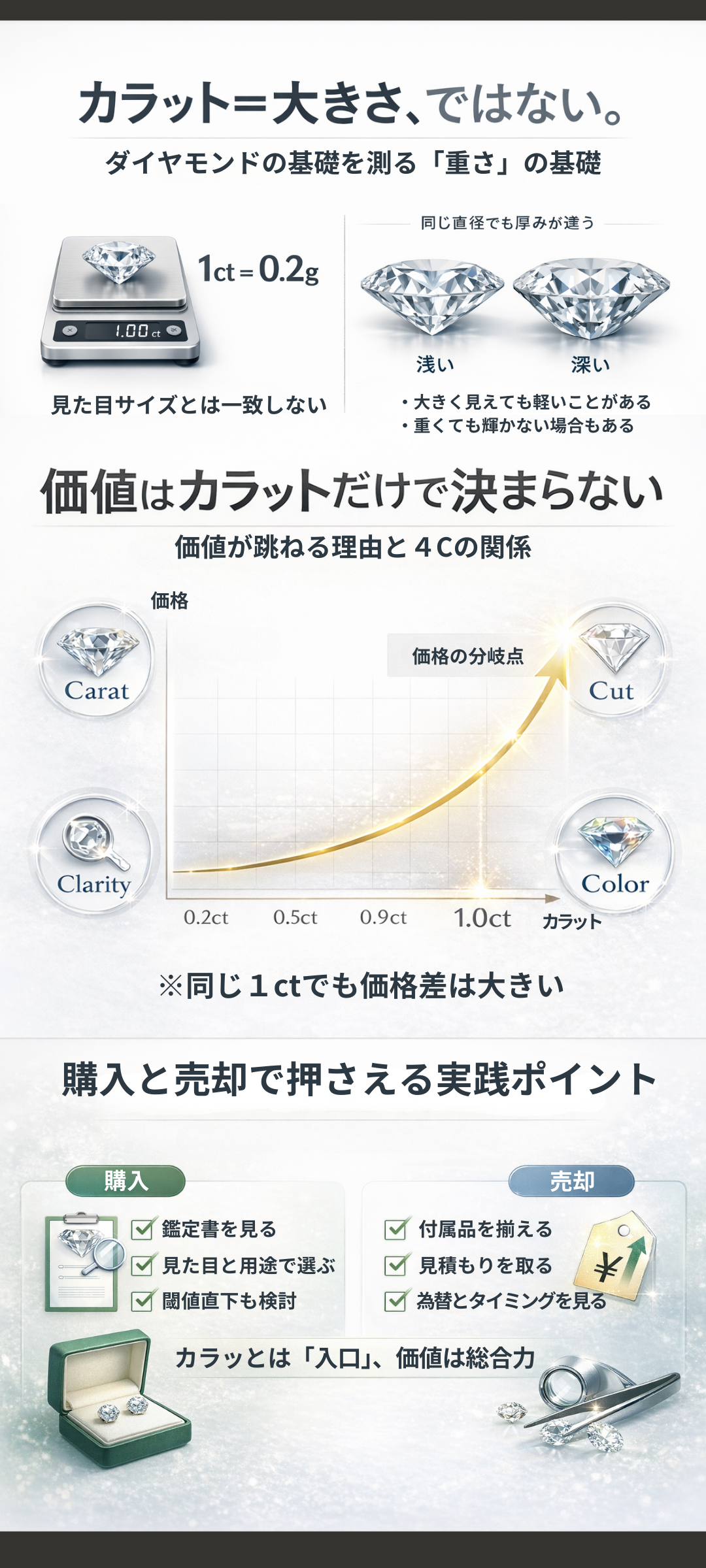 ダイヤモンドの価値を決定する基準のひとつ「カラット」の基礎知識