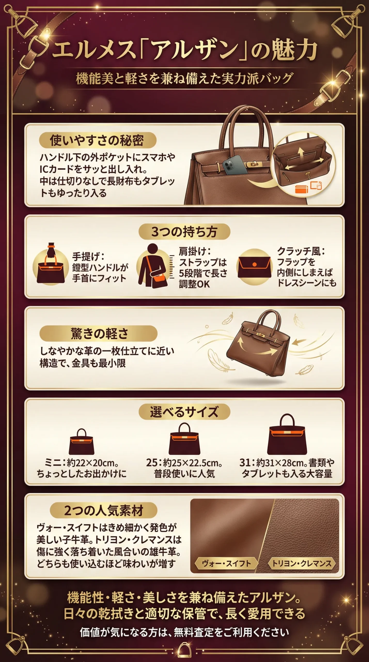 エルメス「アルザン」の魅力とは？種類・特徴から相場、高価買取のポイントまで解説