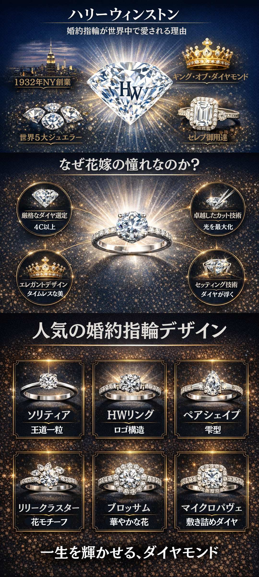 ハリー・ウィンストンの婚約指輪はなぜ人気？高品質ダイヤが輝く製品の魅力を解説