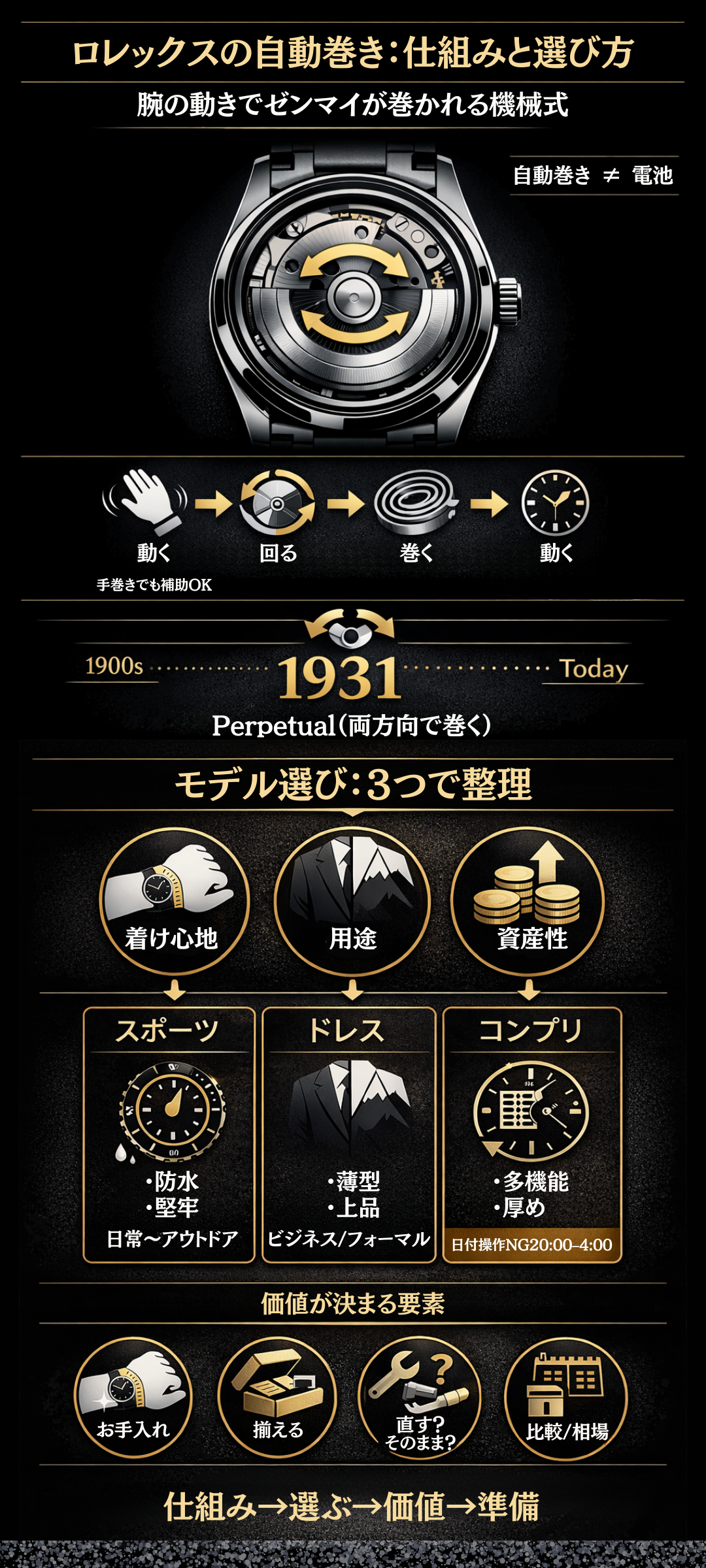 ロレックスの自動巻きとは？歴史や仕組み、高く売るコツまで徹底解説