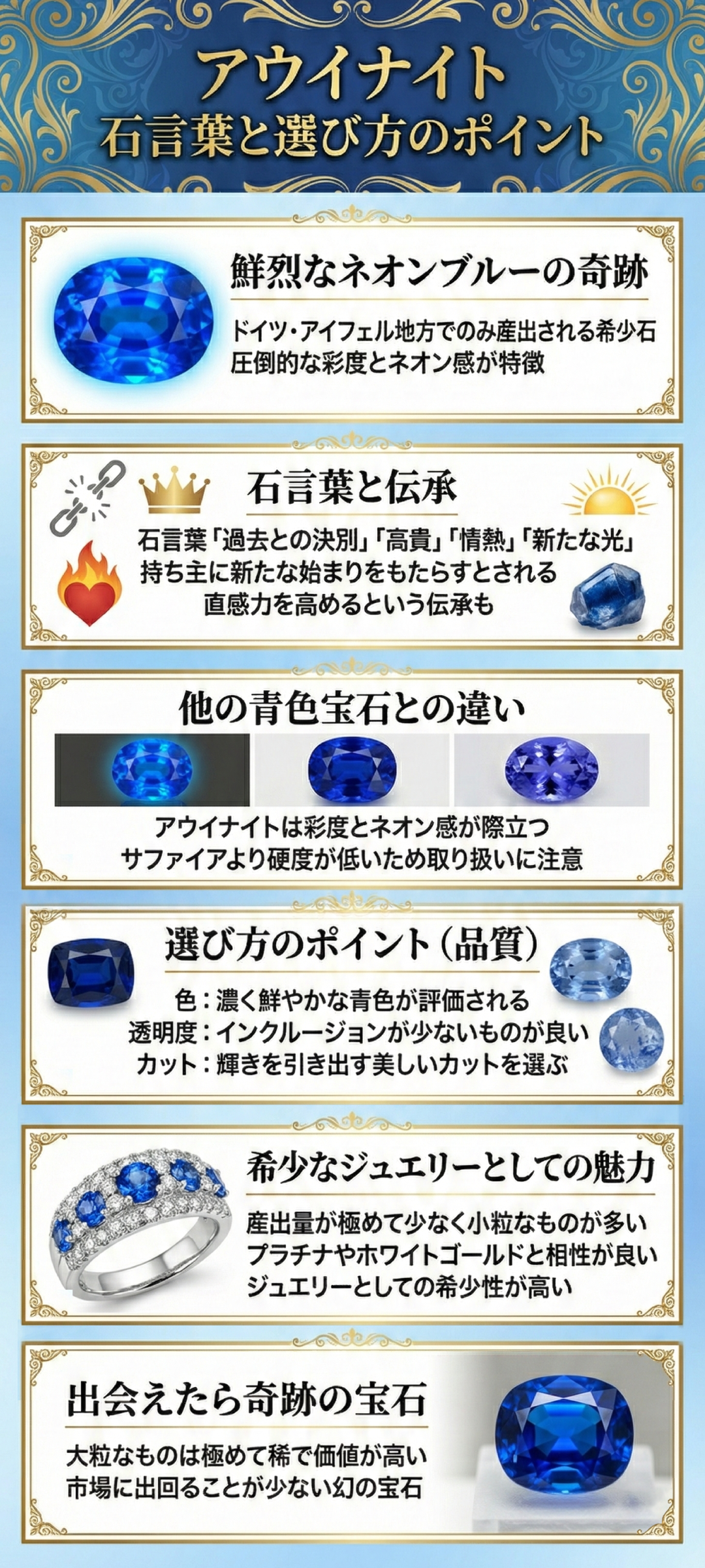 アウイナイトの石言葉とは?希少な青い宝石が持つ意味と効果を解説