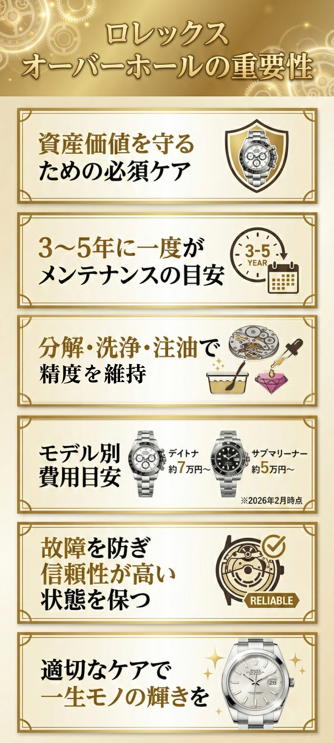 ロレックスのオーバーホールの内容とは？費用・依頼先の選び方・注意点を徹底解説