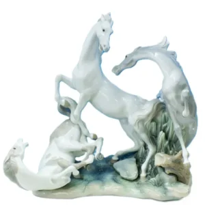 リヤドロ 三頭の馬 陶器