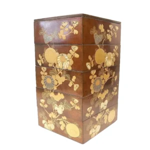 光琳 五段重箱 梨地 菊花金蒔絵 螺鈿細工