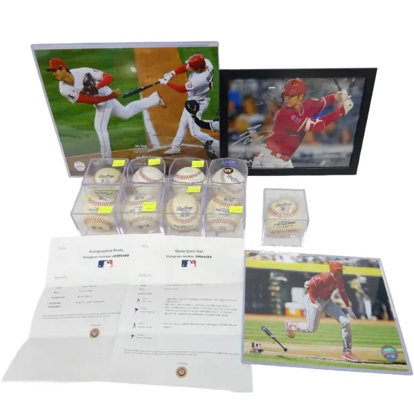野球グッズ 大谷翔平サイングッズセット 直筆サインボール 使用球 写真 ホログラム付き