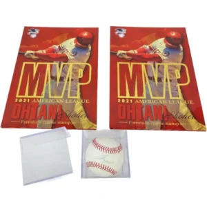 野球グッズ 大谷翔平サイングッズセット 直筆サインボール 切手はがきセット2冊 ホログラム付き