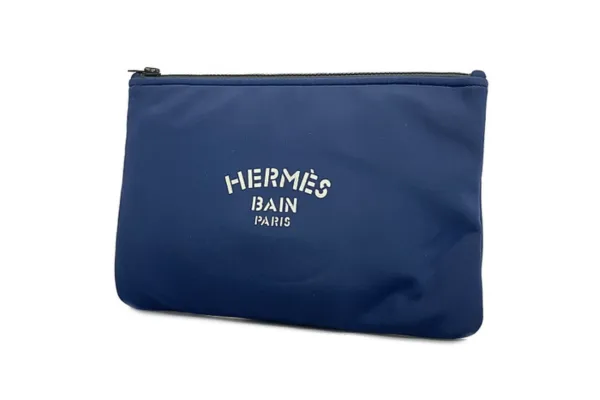 エルメス ネオバンMM ポーチ ナイロン ネイビー B