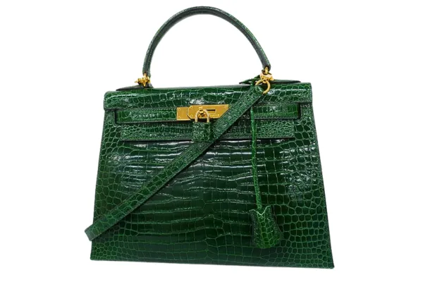 エルメス ケリー28 ハンドバッグ クロコダイルポロサス □C刻印