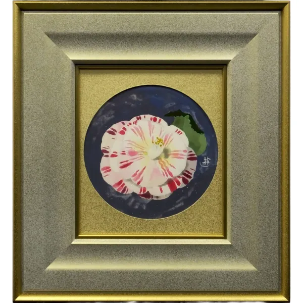 小倉遊亀 蜀紅の錦 色紙に水彩・岩彩 静物画 絵皿 共シール 鑑定書付 絵画 原画 真作保証