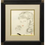 東郷青児 婦人像 色紙に水彩3号 人物画 美人女性像 真作保証