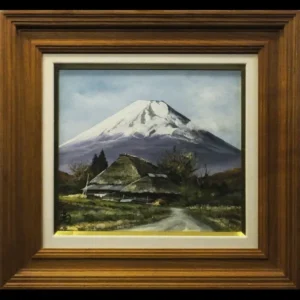 林喜市郎 忍野富士 色紙に油彩 風景画 絵画 原画 油絵 真作保証