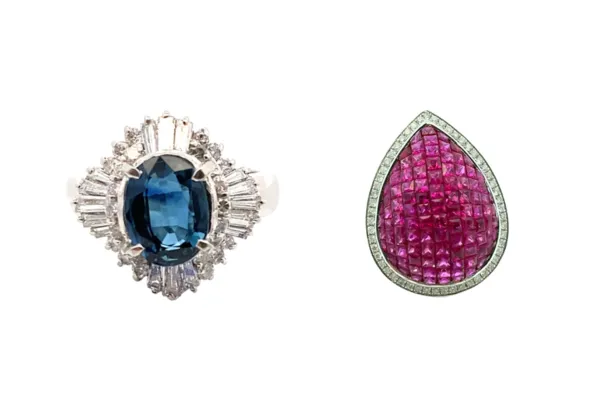 K18 ルビー・ダイヤリング Pt・Pm900 サファイア・ダイヤリング